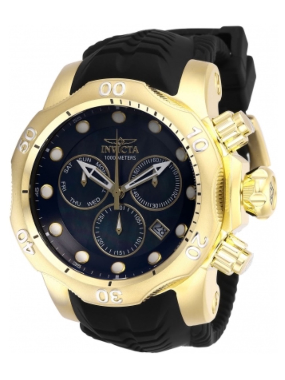 INVICTA BLACK GOLD VENOM WATCH MODEL 29761 STAINLESS STEEL SILICONE BAND GD COND
